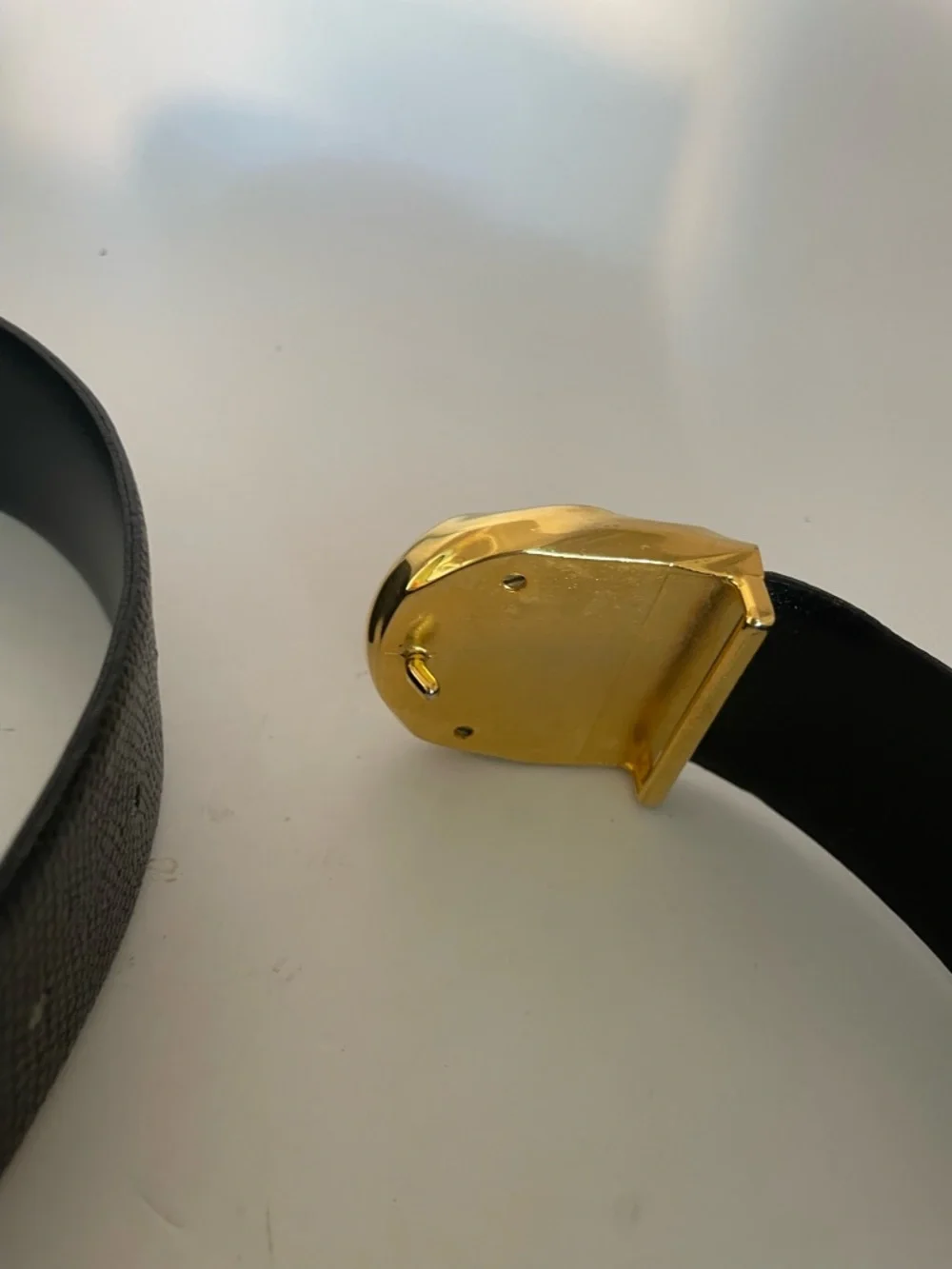 Talbots Black Textured Leather Belt with Gold Buckle